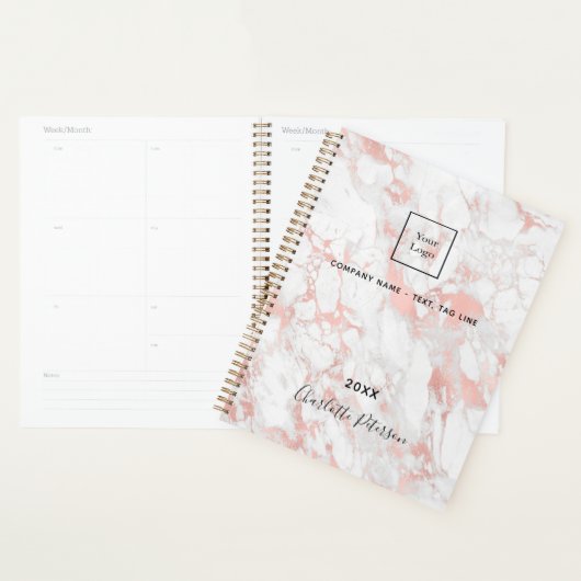 monogram voor zakelijk logo marmer roos 2023 planner (Display)