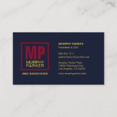 Monogram voor zakelijk Logo Navy Burgundy Gold Squ Visitekaartje (Voorkant)