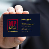 Monogram voor zakelijk Logo Navy Burgundy Gold Squ Visitekaartje