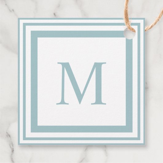 Monogram voor zeeglazen en witte vierkante randen bedankjes labels (Achterkant)