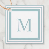 Monogram voor zeeglazen en witte vierkante randen bedankjes labels (Voorkant)