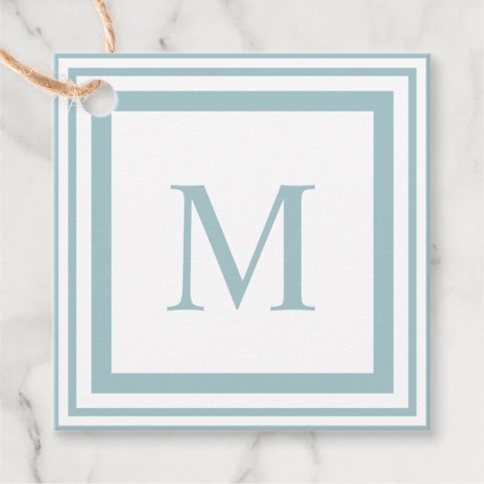 Monogram voor zeeglazen en witte vierkante randen bedankjes labels (Voorkant)