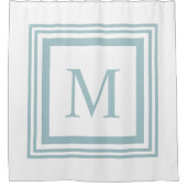 Monogram voor zeeglazen en witte vierkante randen douchegordijn (Voorkant)
