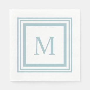 Monogram voor zeeglazen en witte vierkante randen servet