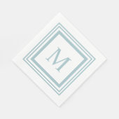 Monogram voor zeeglazen en witte vierkante randen servet (Hoek)