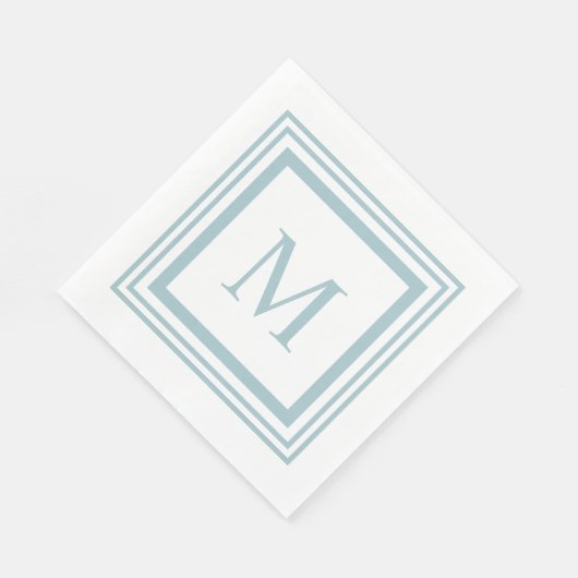 Monogram voor zeeglazen en witte vierkante randen servet (Hoek)