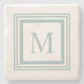 Monogram voor zeeglazen en witte vierkante randen stenen onderzetter (Voorkant)
