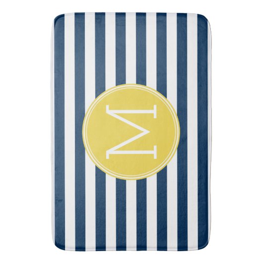 Monogram voor zeemacht en wit gestreepte trilpatro badmat (Voorkant Verticaal)