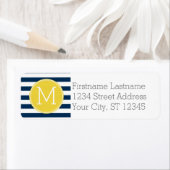 Monogram voor zeemacht en wit gestreepte trilpatro etiket (Insitu)