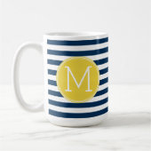 Monogram voor zeemacht en wit gestreepte trilpatro koffiemok (Links)