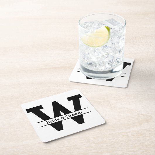 Monogram voor zwart en wit gespleten kartonnen onderzetters (Insitu)