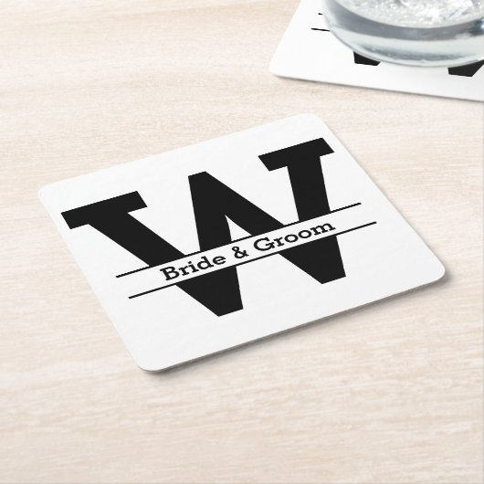 Monogram voor zwart en wit gespleten kartonnen onderzetters (Schuin)