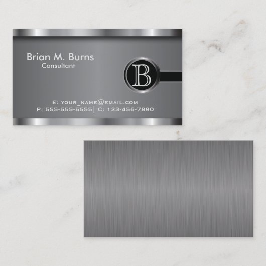 Monogram voor zwart staal visitekaartje (Voorkant / Achterkant)