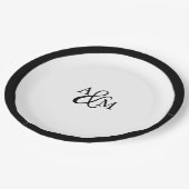 Monogram voor zwart-wit ampersand papieren bordje (Gekanteld)