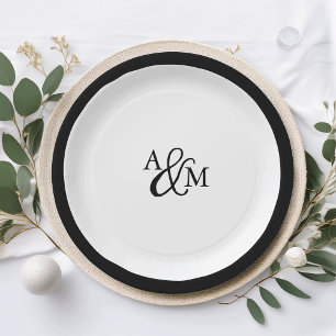 Monogram voor zwart-wit ampersand papieren bordje