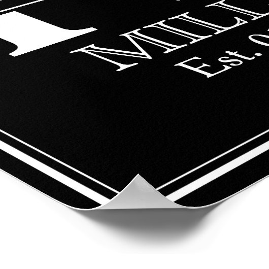 Monogram voor zwart-witbruiloft poster (Hoek)