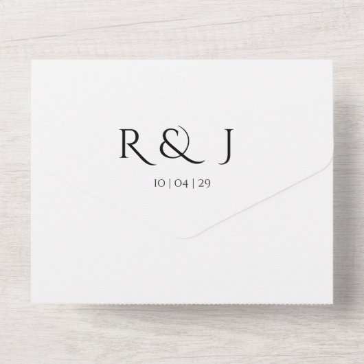 Monogram voor zwart-witdatum Monogram All In One Uitnodiging (Achterkant)