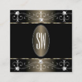  monogram voor zwarte en beige  Ornamenten Vierkante Visitekaartje (Voorkant)