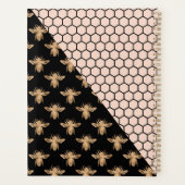 Monogram voor zwarte en goudbijen en roze honingra planner (Achterkant)