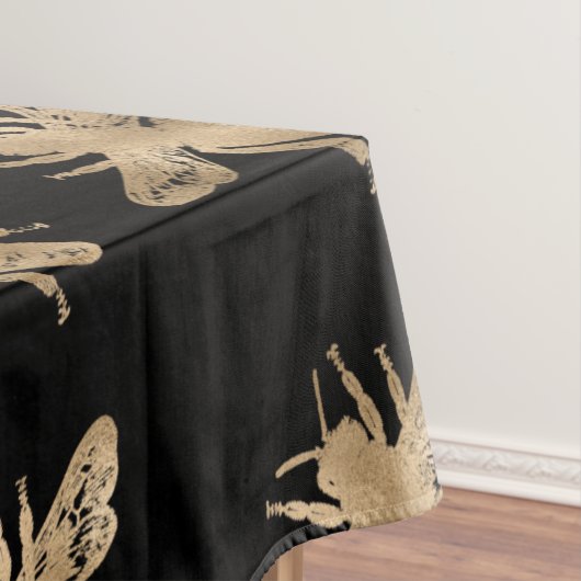 Monogram voor zwarte en goudbijen en roze honingra tafelkleed (Voorbeeld)