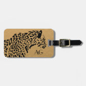 Monogram voor zwarte en gouden jaguar bagagelabel (Voorkant horizontaal)