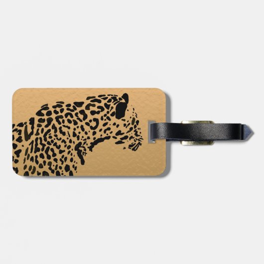 Monogram voor zwarte en gouden jaguar bagagelabel (Achterkant horizontaal)