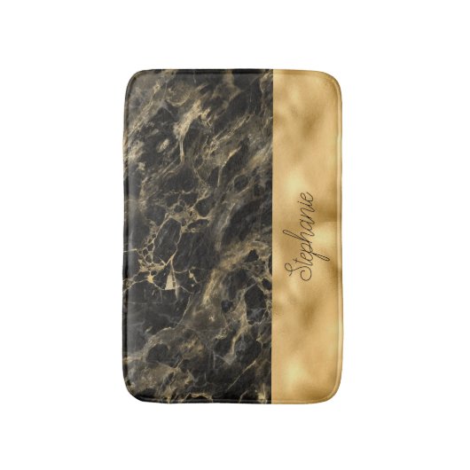 Monogram voor zwarte en goudmarmer badmat (Voorkant Verticaal)