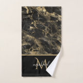 Monogram voor zwarte en goudmarmer Elegant Luxury Bad Handdoek (Handdoek)