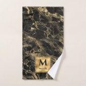 Monogram voor zwarte en goudmarmer Elegant Luxury Bad Handdoek (Handdoek)