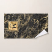 Monogram voor zwarte en goudmarmer Elegant Luxury Bad Handdoek (Handdoek)