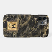Monogram voor zwarte en goudmarmer Elegant Luxury Case-Mate iPhone Case (Achterkant (horizontaal))