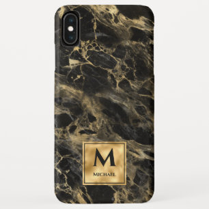 Monogram voor zwarte en goudmarmer Elegant Luxury Case-Mate iPhone Case