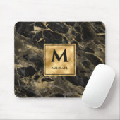 Monogram voor zwarte en goudmarmer Elegant Luxury Muismat (Met muis)