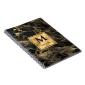 Monogram voor zwarte en goudmarmer Elegant Luxury Notitieboek (Rechterzijde)