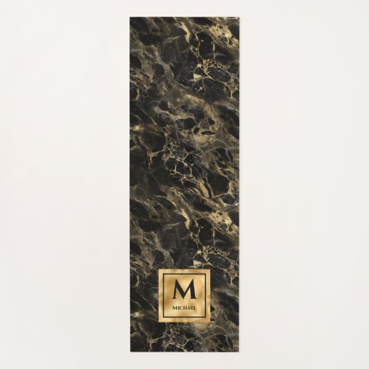 Monogram voor zwarte en goudmarmer Elegant Luxury Yogamat (Voorkant)