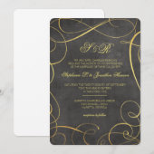 Monogram voor zwarte en goudoliefalligrafie kaart (Voorkant / Achterkant)