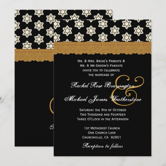 Monogram voor zwarte en goudsterren V16 Kaart (Voorkant / Achterkant)