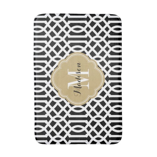 Monogram voor zwarte en goudtijnmonogram badmat (Voorkant Verticaal)
