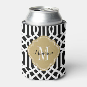 Monogram voor zwarte en goudtijnmonogram blikjeskoeler