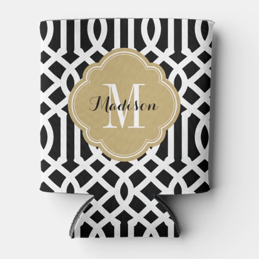 Monogram voor zwarte en goudtijnmonogram blikjeskoeler (Voorkant)