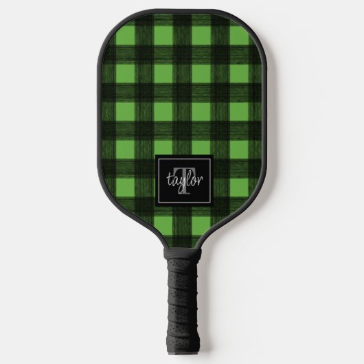 Monogram voor zwarte en kalkgroene buffels pickleball paddle (Voorkant)