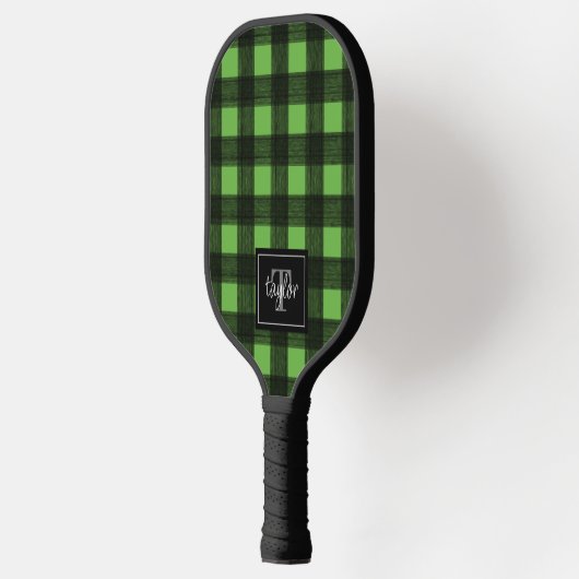Monogram voor zwarte en kalkgroene buffels pickleball paddle (Links)