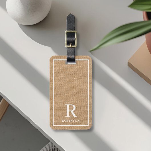 Monogram voor zwarte en natuurlijke familienaam bagagelabel