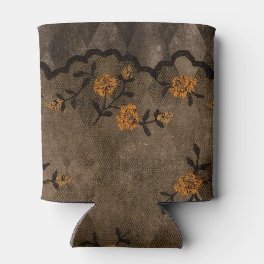 Monogram voor zwarte en Oranje gesteentekorrels Blikjeskoeler (Achterkant)