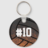 Monogram voor zwarte en Oranje volleybal Sleutelhanger (Voorkant)