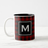Monogram voor zwarte en rode spelden tweekleurige koffiemok (Links)