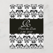 MONOGRAM VOOR ZWARTE EN WITTE DAMASKMONOGRAM AANKONDIGINGSKAART (Voorkant)