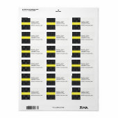 Monogram voor zwarte en witte poka Dots gele naam Etiket (Full Sheet)