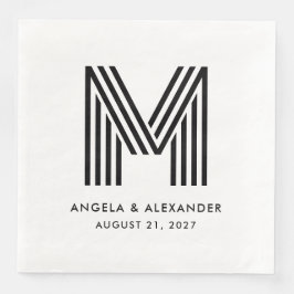 Monogram voor zwarte en witte strepen servet
