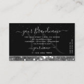 Monogram voor zwarte en zilversparkle Glitter Diam Visitekaartje (Achterkant)